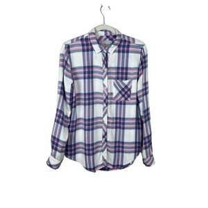 Rails Hunter White Sky Pink Plaid Button Front Shirt
